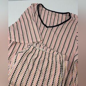 Kate Spade 2 PCs Cozy Ice Pink Black Short Sleeve Ruffled Capri Sz M Pajamas P6